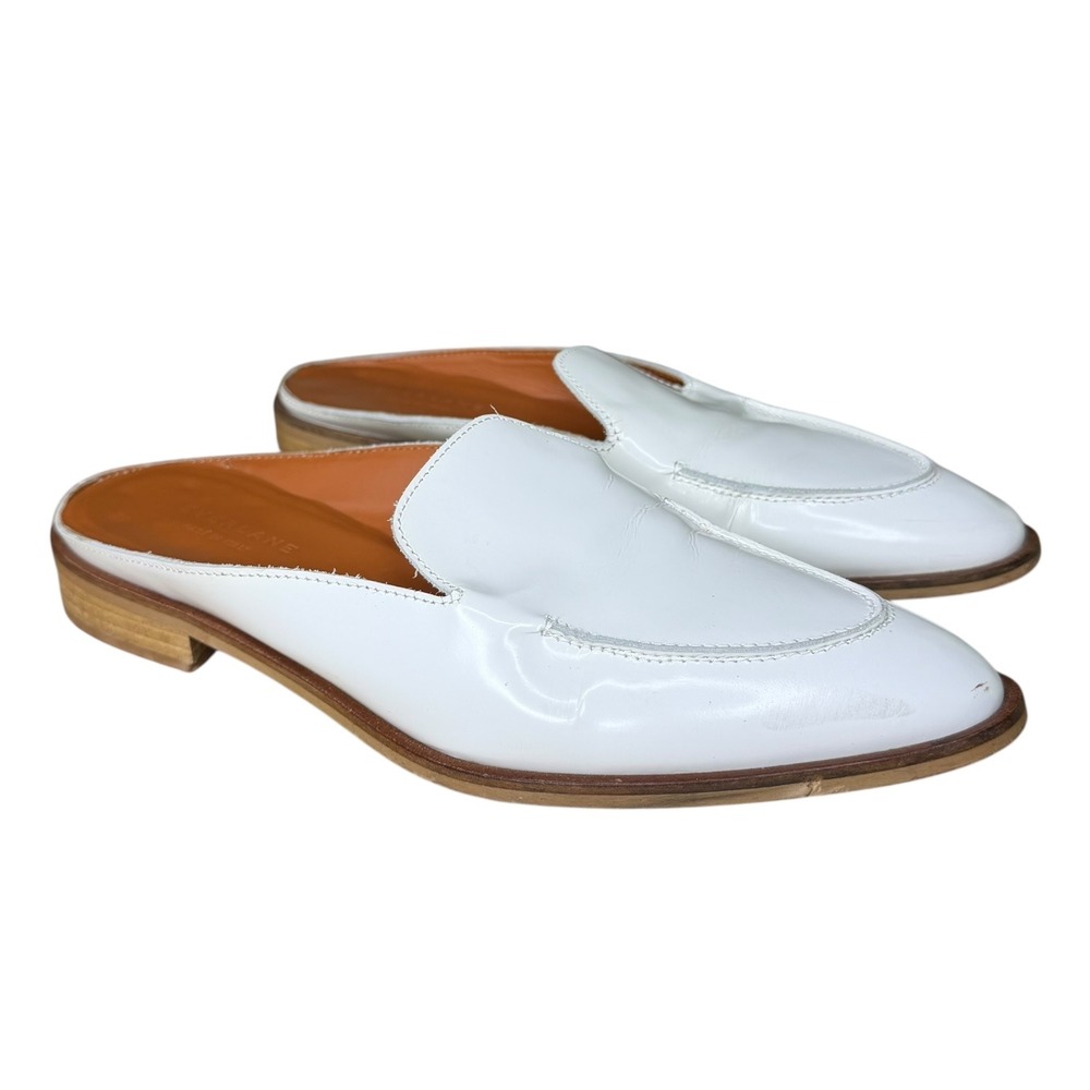 Everlane‎ Preppy Smart Old Money Modern Loafer Mule Patent Leather White 9.5